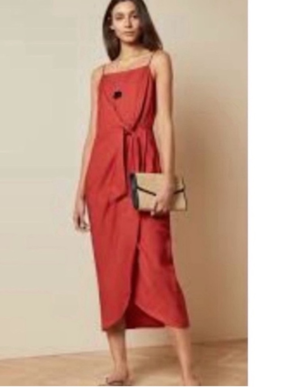 NWT Ted Baker lanni Red Sleeveless Wrap Midi Dress Sz US 6 OR Ted Sz 2